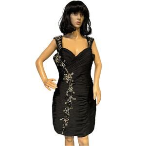 May Queen Couture USA black dress gold & silver embellishments size 12
